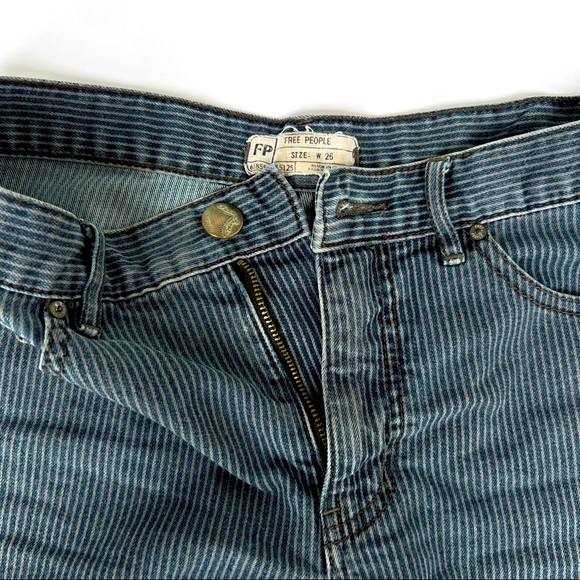 Free People Striped Lace Denim Jean Short Shorts size 26 - Picture 2 of 5